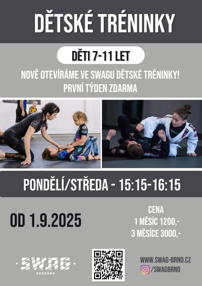 Dětské tréninky BJJ/grapplingu ve SWAGu
