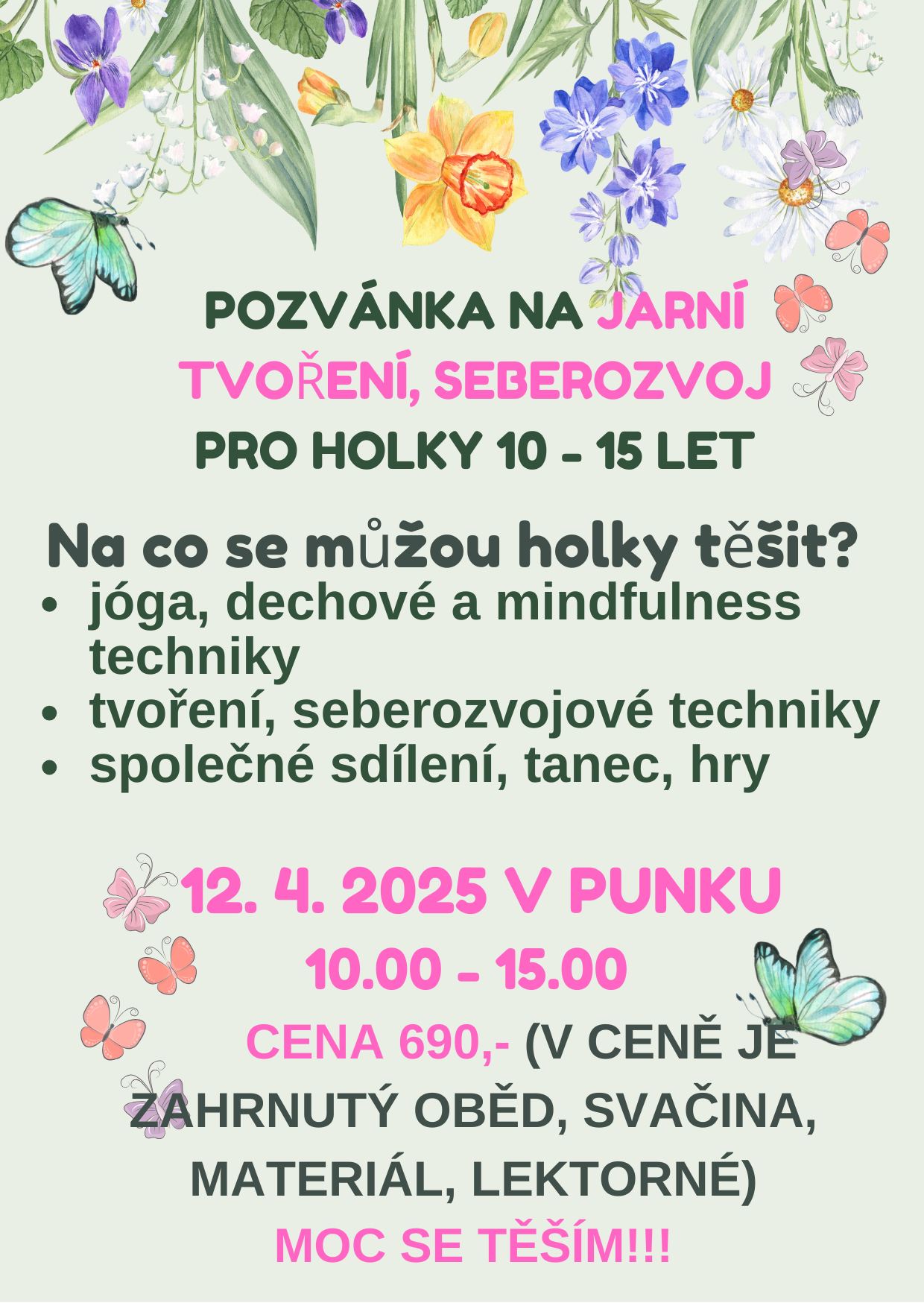 Workshop - JARNÍ TVOŘENÍ a SEBEROZVOJ pro HOLKY 10 - 15 let