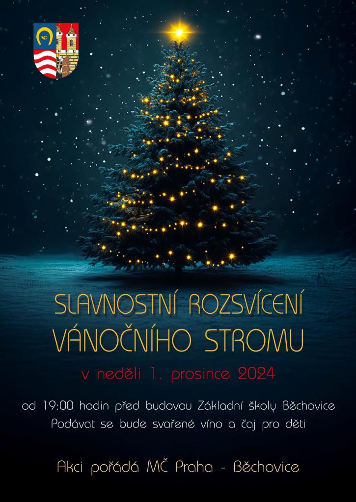 Slavnostní rozsvícení vánočního stromu v Běchovicích 2024