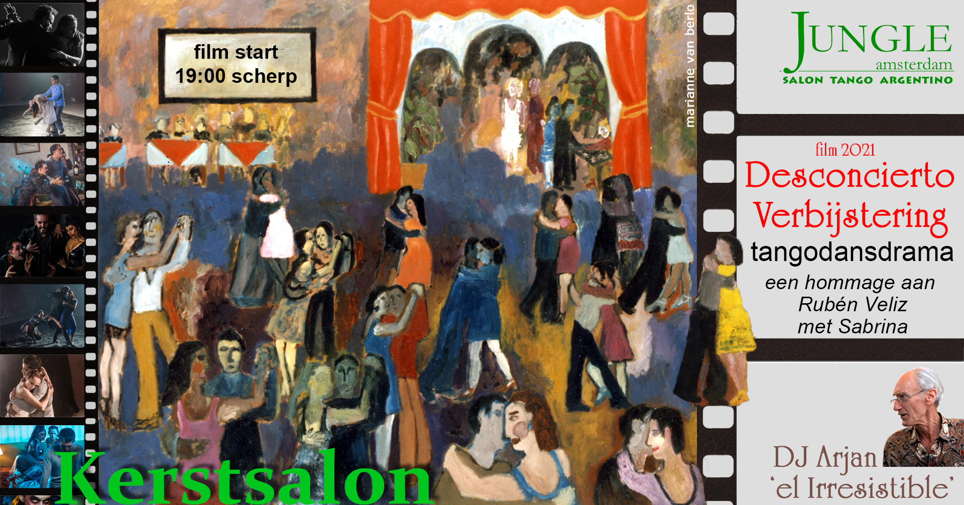 Kerstsalon in Jungle met film 𝘿𝙚𝙨𝙘𝙤𝙣𝙘𝙞𝙚𝙧𝙩𝙤 van Rubén & Sabrina