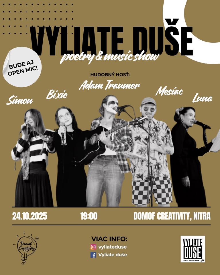 VYLIATE DUŠE | poézia a koncert v Domofe Creativity