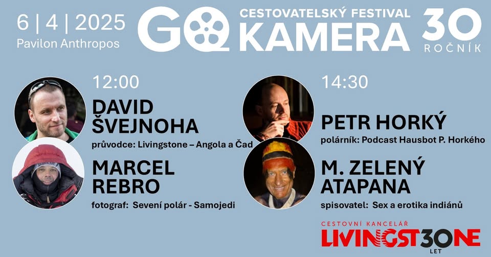 GO kamera 2025 | D. Švejnoha: Angola a Čad, M. Rebro: Severní polár, P. Horký: Podcast H, M. Atapana