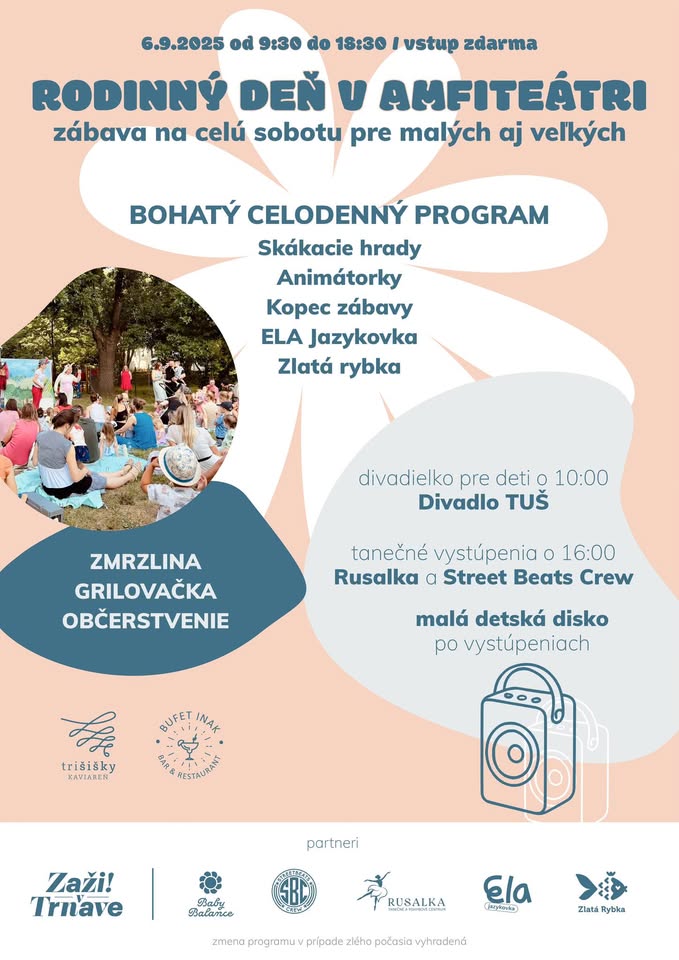 Rodinný deň v amfiteátri - v sobotu 6.9.2025 od 9:30