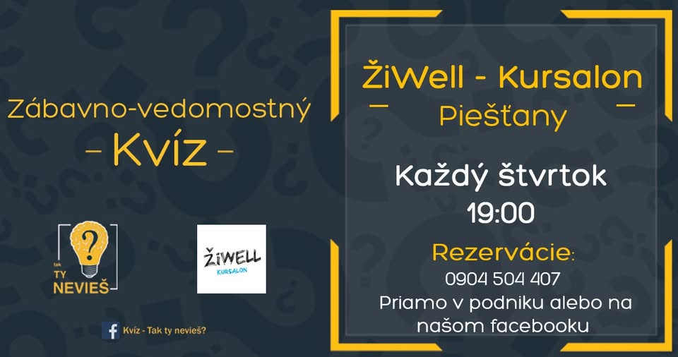 Zábavno-vedomostný kvíz v ZiWell v Piešťanoch