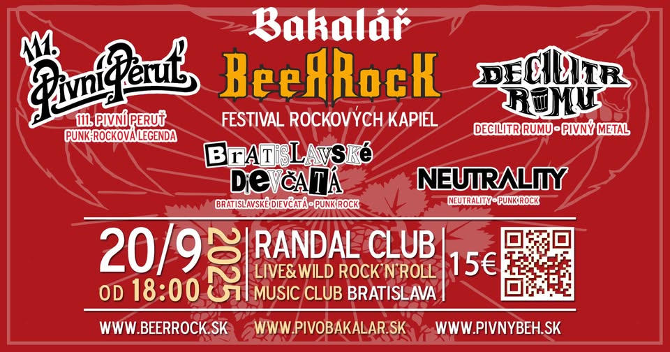 Bakalář BeerRock 2025 - Bratislavské Dievčatá, Decilitr, Neutrality, Homo Primitivos,111. Pivní ...