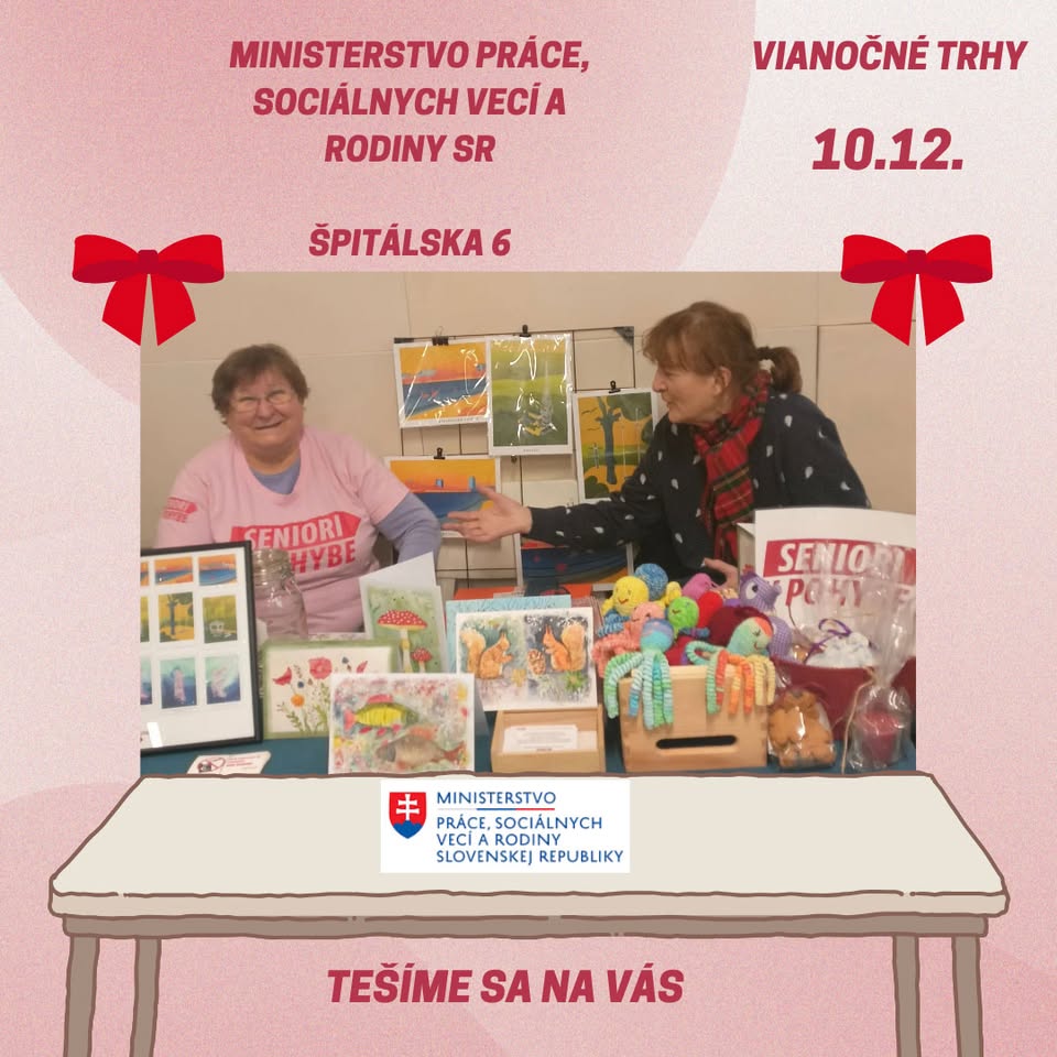 Seniori v pohybe na Vianočných trhoch na Ministerstve práce a sociálnych vecí a rodiny SR 10.12.2025