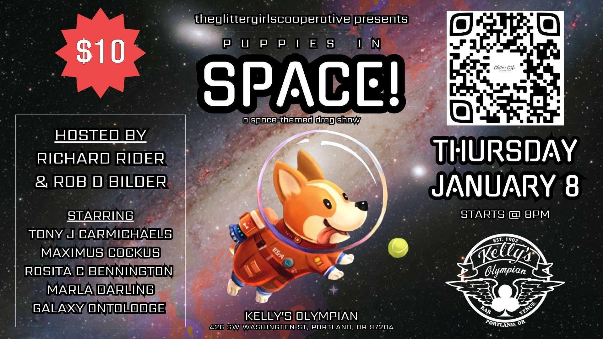 PUPPIES IN SPACE! a space-themed drag show