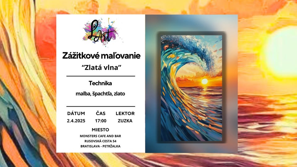 Zážitkové maľovanie – „Zlatá vlna…“ maľba a špachtľa, zlato