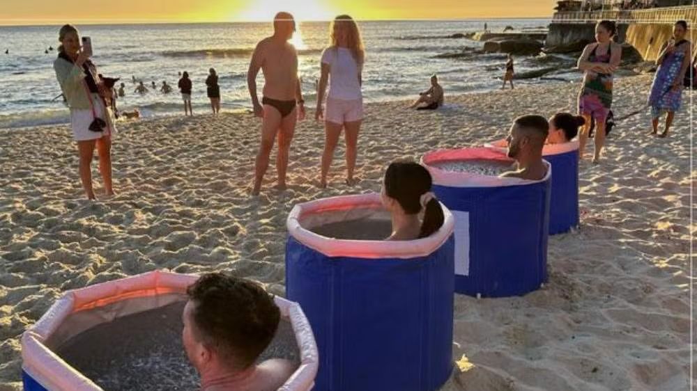 Morning Ice Bath in the Beach