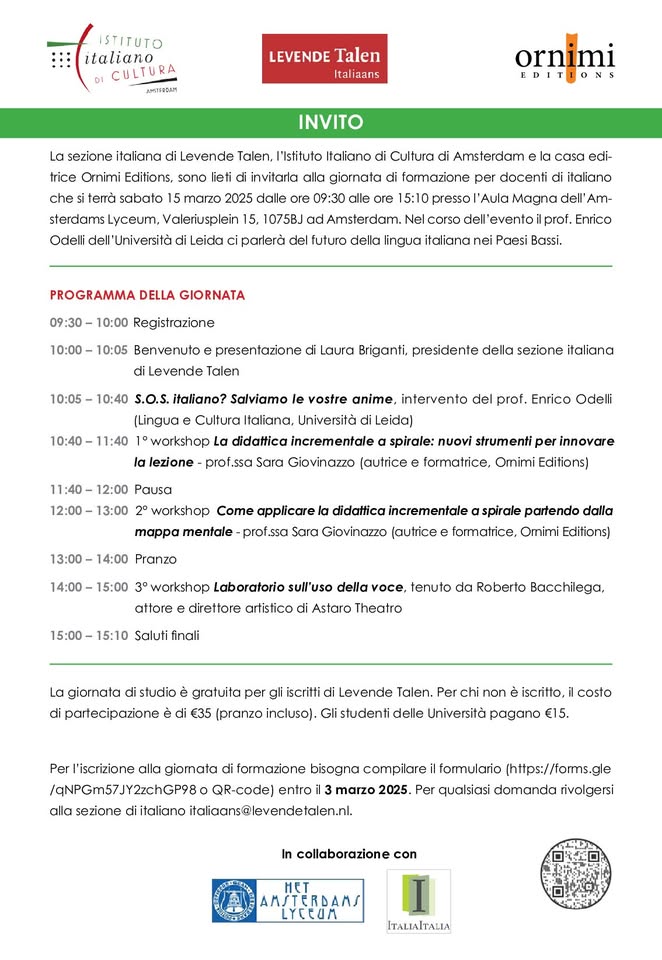 Giornata di formazione per docenti di italiano ad Amsterdam