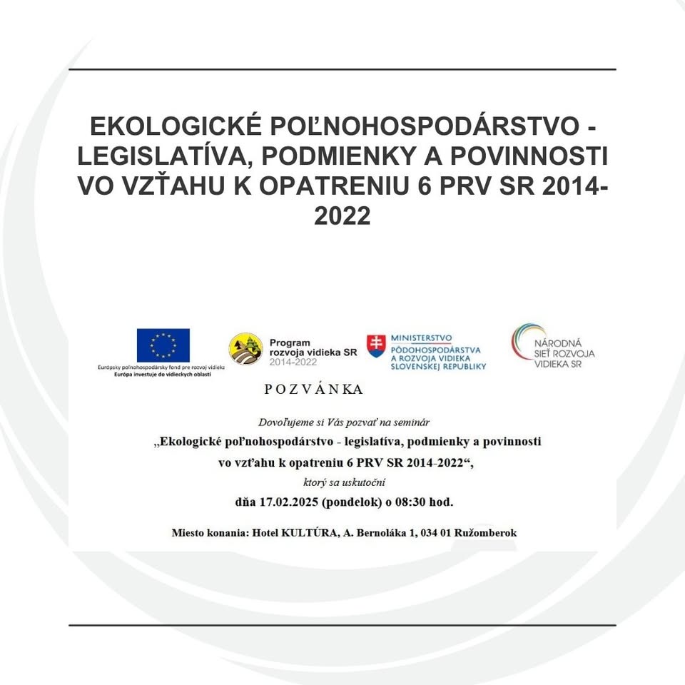 Eko. poľnohosp. - legislatíva, podmienky a povinnosti vo vzťahu k opatreniu 6 PRV SR 2014-2022