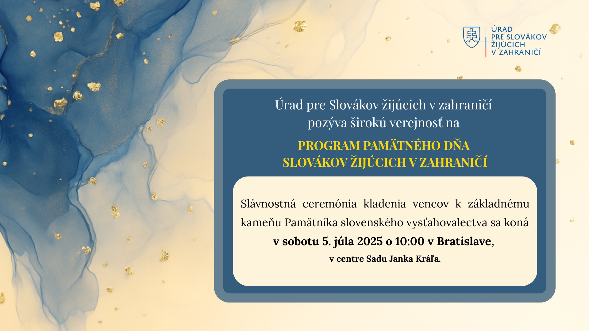 Deň Slovákov žijúcich v zahraničí 2025 - oslavy v Bratislave