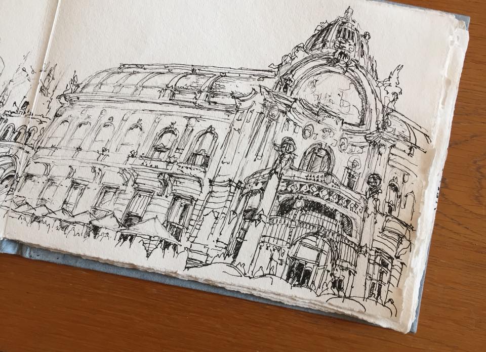 Urban Sketching: Obecní dům (the Municipal House) and the surrounding area