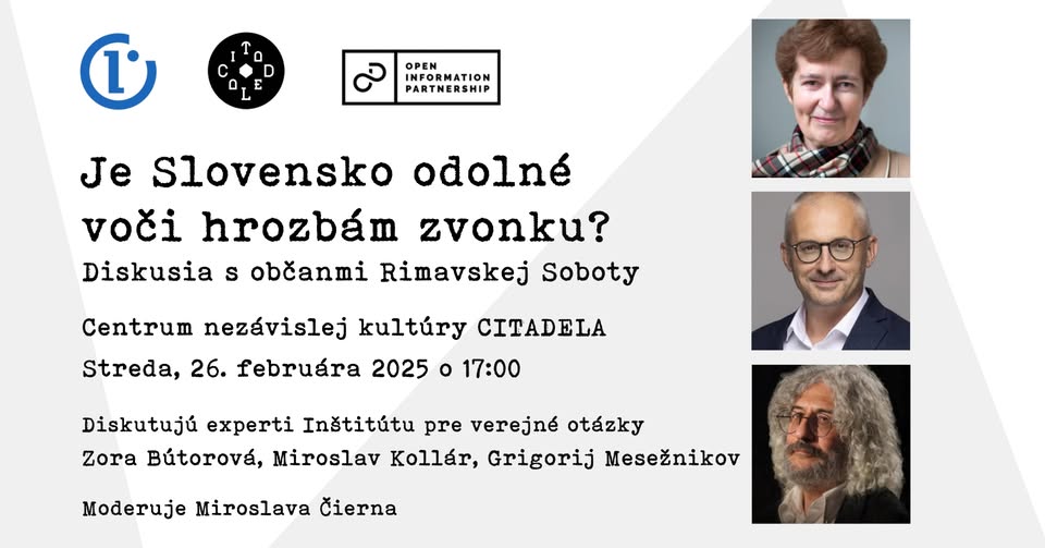 Je Slovensko odolné voči hrozbám zvonku? Diskusia s občanmi Rimavskej Soboty