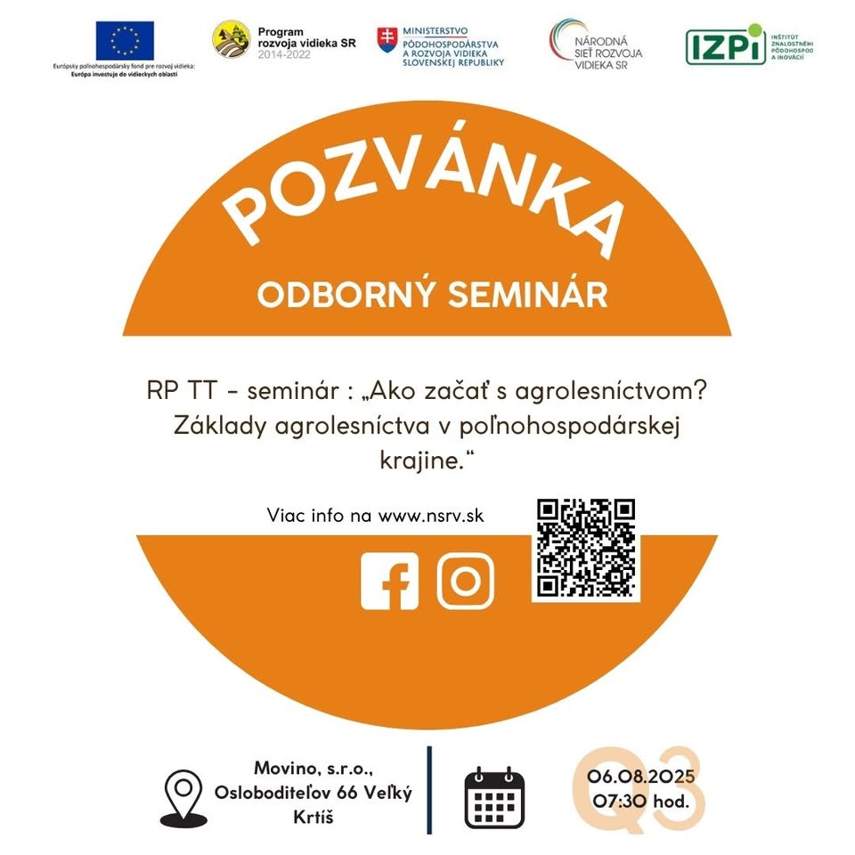 RP TT - seminár : „Ako začať s agrolesníctvom? Základy agrolesníctva v poľnohospodárskej krajine.“