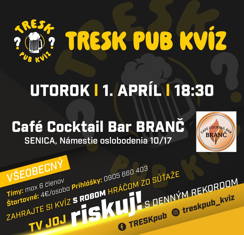 Senica - Café Branč kvíz PRE KAŽDÉHO