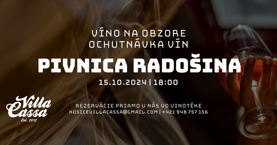Ochutnávka vín | Pivnica Radošina | 15.10.2024