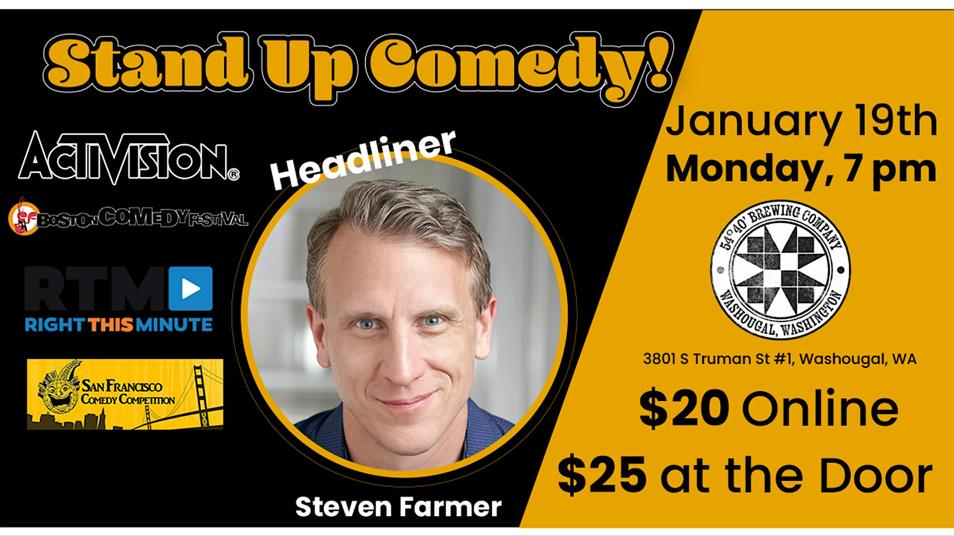 Live Comedy Night! Steven Farmer in Washougal WA