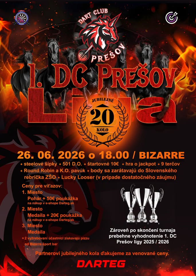 1. DC Prešov liga 20. kolo - Jubilejné kolo a zároveň vyhodnotenie 1. DC Prešov ligy 2025 / 2026
