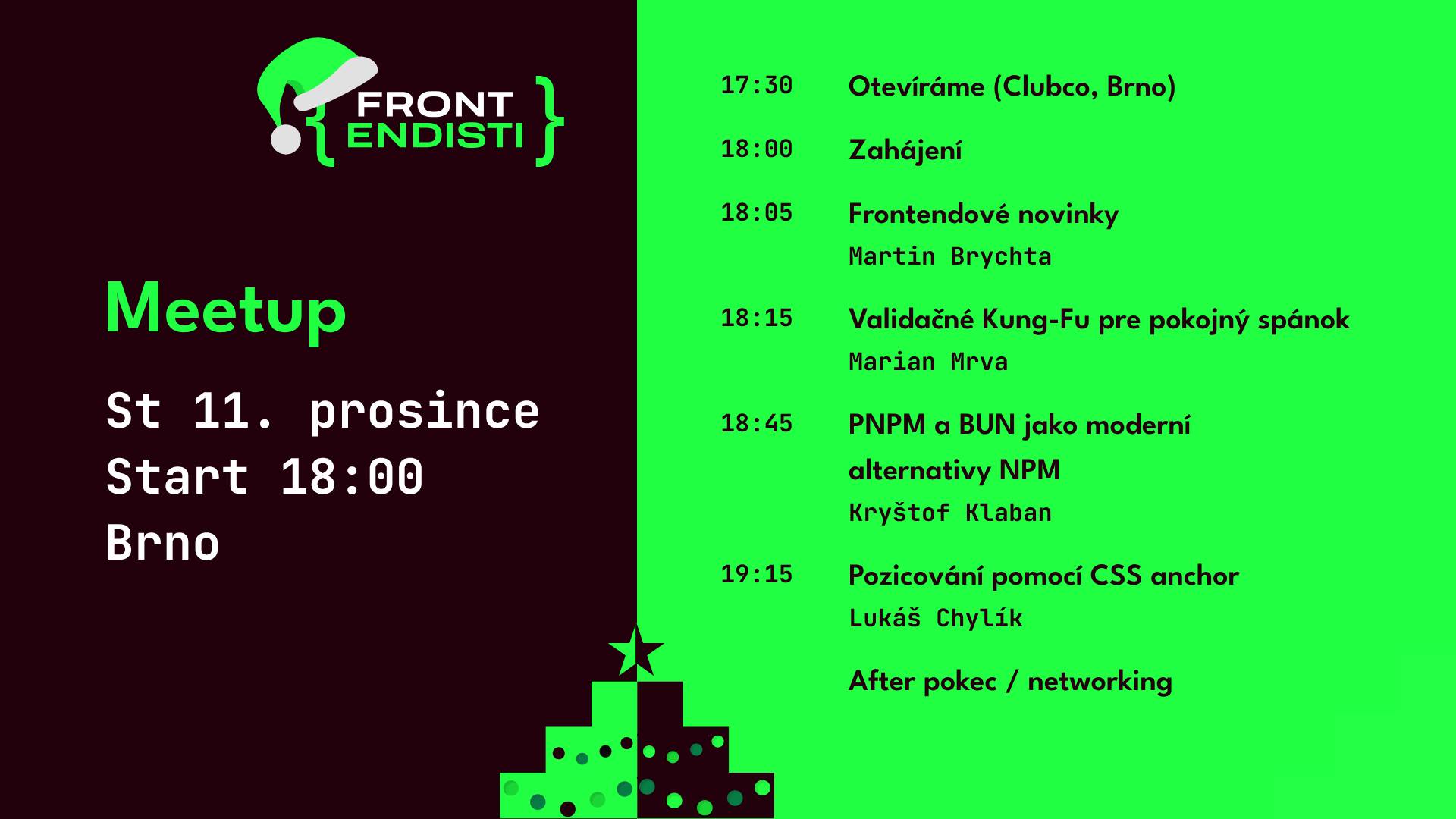 Brno: Vánoční meetup 🎄 | Frontendisti