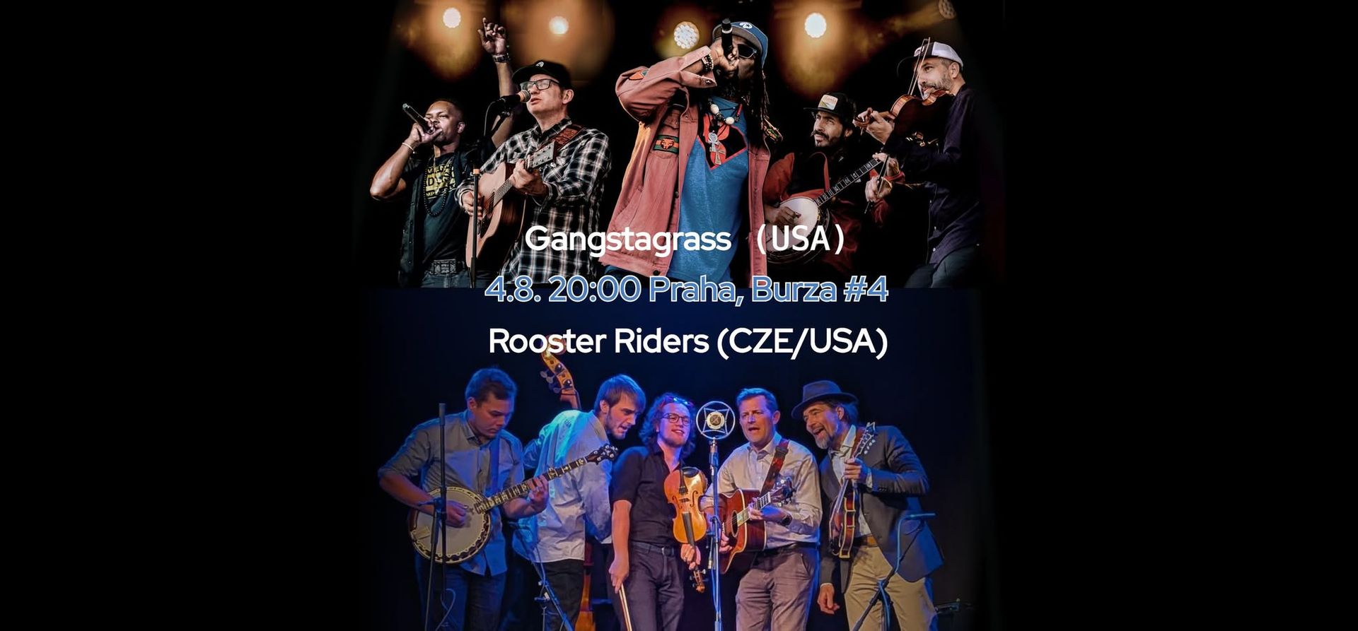 Gangstagrass & Rooster Riders @ Burza #4, Praha. Koncert + jam session.