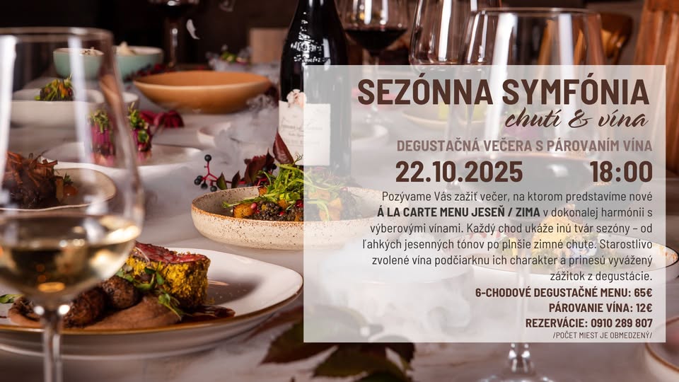 Degustačná večera s párovaním vína v Poetike - "SEZÓNNA SYMFÓNIA CHUTÍ & VÍNA"