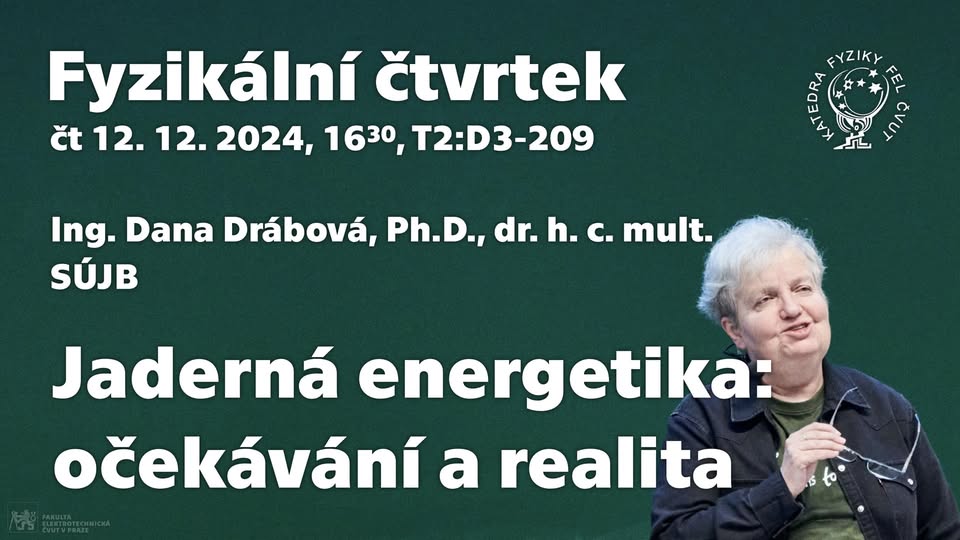 dr. D. Drábová: Jaderná energetika: očekávání a realita [Fyz. čtvrtek]