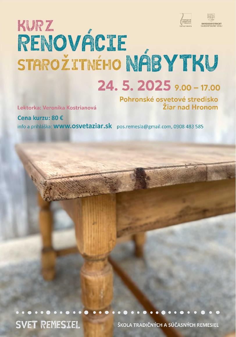 KURZ RENOVÁCIE STAROŽITNÉHO NÁBYTKU