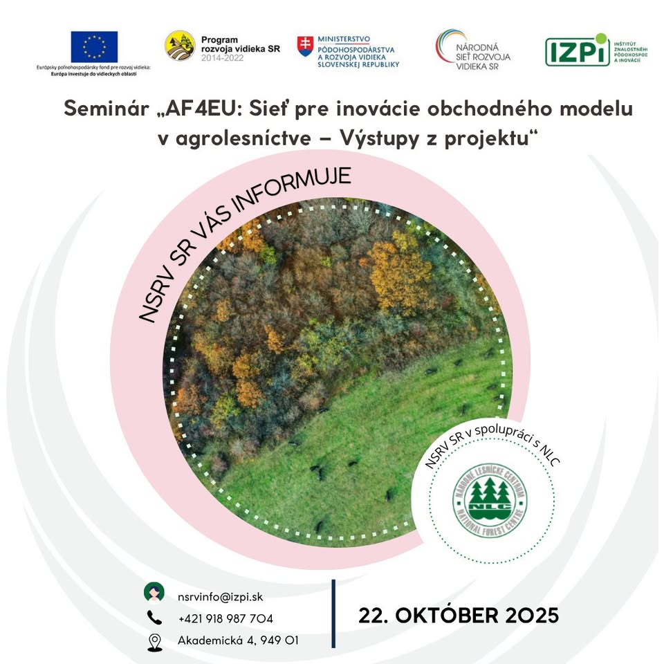 Seminár „AF4EU: Sieť pre inovácie obchodného modelu v agrolesníctve – Výstupy z projektu“