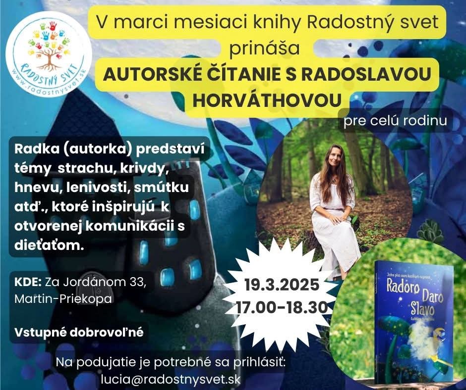 Autorské čítanie knihy "Radoro Daro Slavo" od Radoslavy Horváthovej