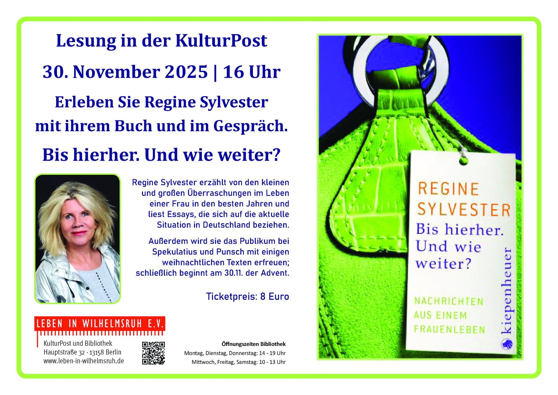 Lesung mit Regine Sylvester "Bis hierher. Und wie weiter?"