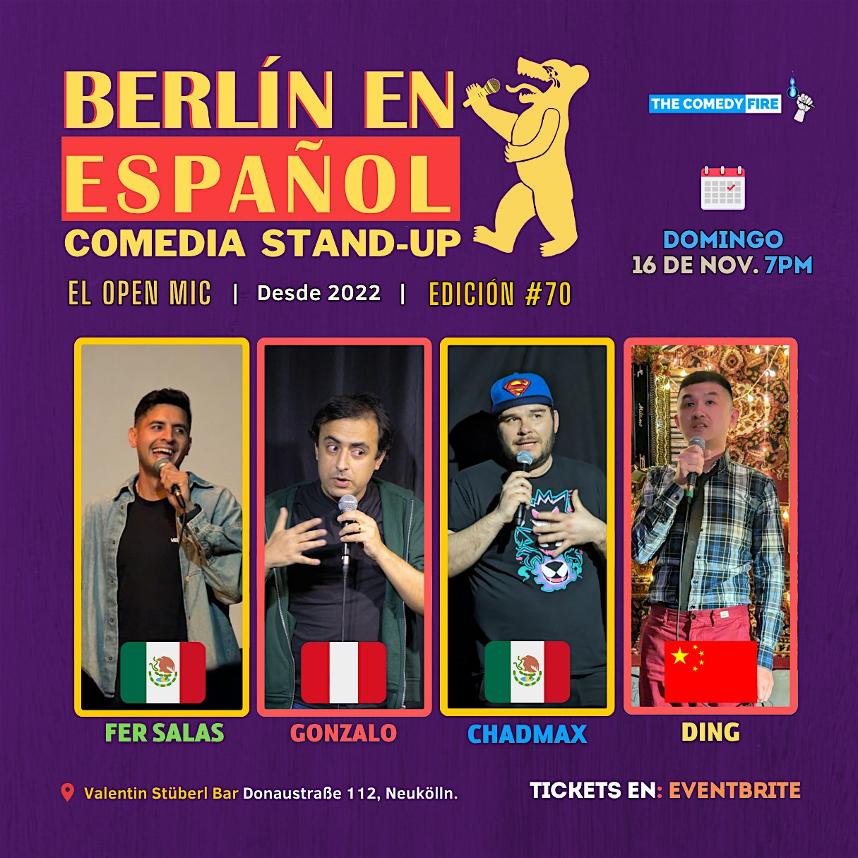 Berlín en Español Comedia Stand-up  EL OPEN MIC #70  - Desde 2022