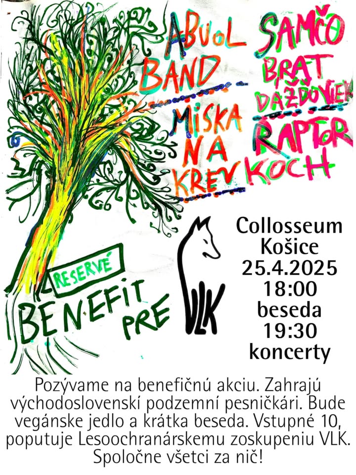 Benefit pre VLKa - ABUOL BAND, MISKA NA KREV, SAMČO BRAT DÁŽĎOVIEK, RAPTOR KOCH // 777