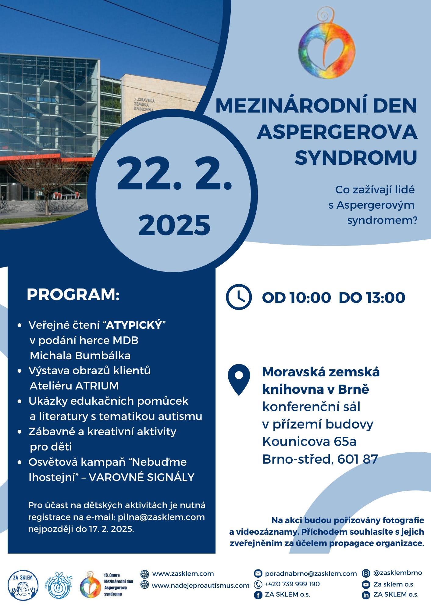 Veřejné čtení v Moravské zemské knihovně k příležitosti Mezinárodního dne Aspergerova syndromu