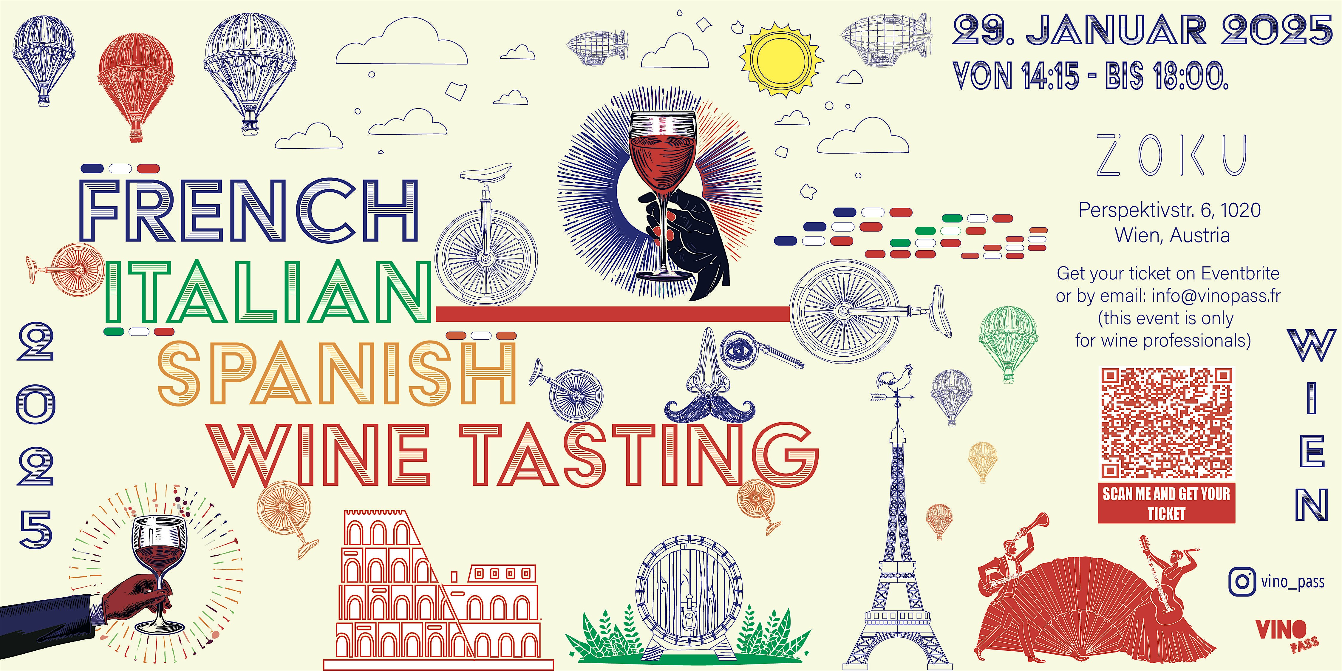 Französische, Italienische und Spanische Weinprobe 2025 - WIEN