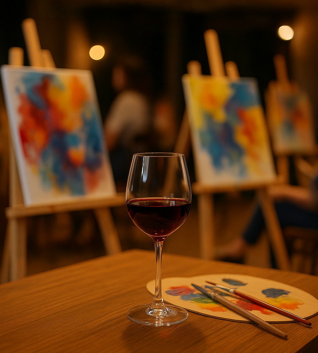 Art & Wine: Freestyle Acrylic Painting in Brno