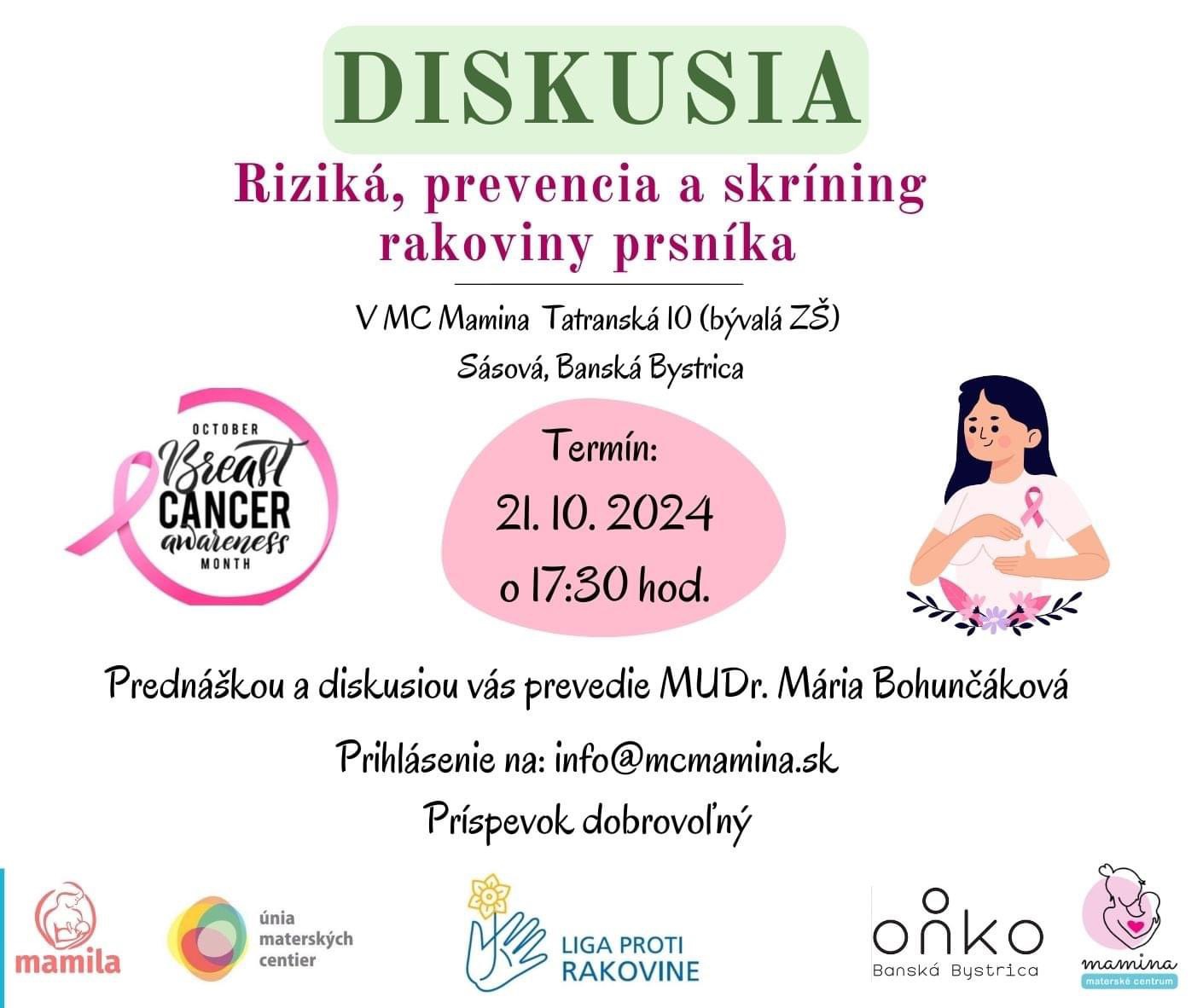 DISKUSIA - Riziká, prevencia a skríning rakoviny prsníka