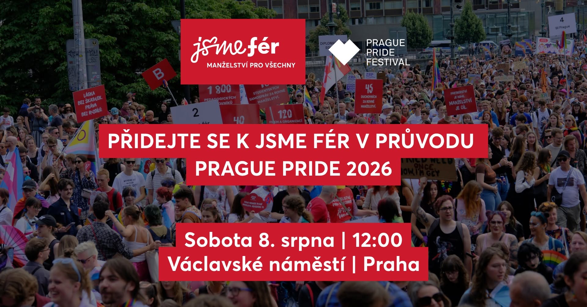 Přidejte se k Jsme fér v průvodu  Prague Pride 2026