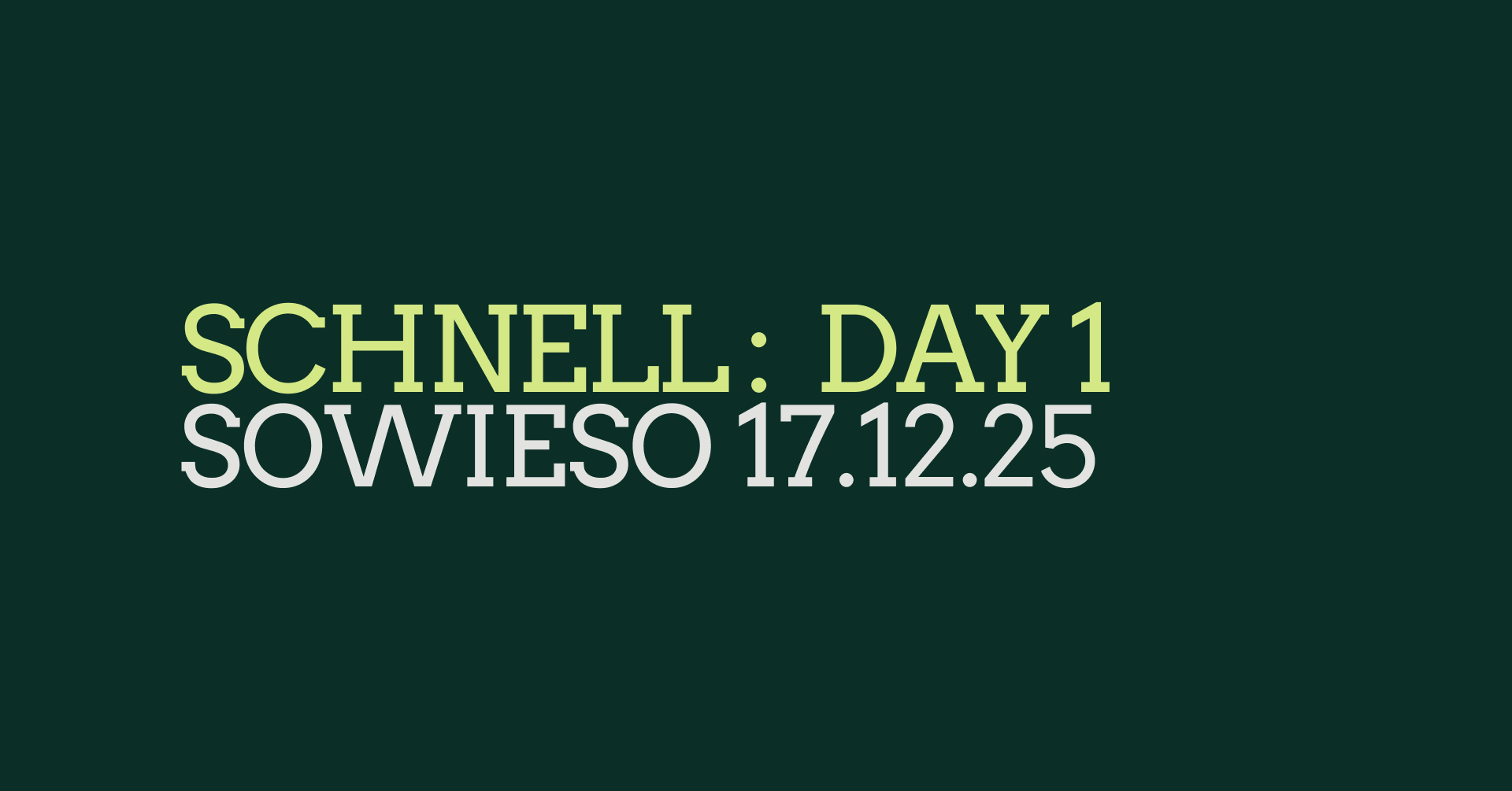 Schnell: Day 1