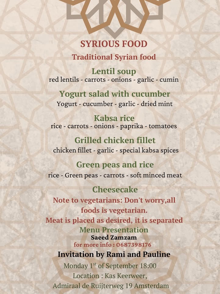 Buurtdiner & Fundraising Syria @ Kas Keerweer
