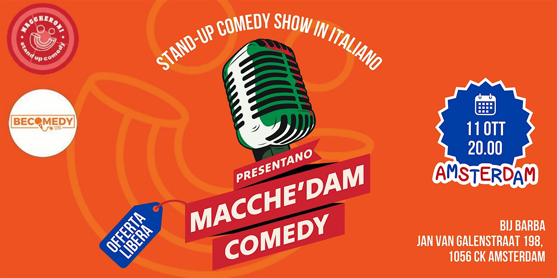 MACCHE’DAM COMEDY - Stand-up Comedy in Italian in Amsterdam | October 11th