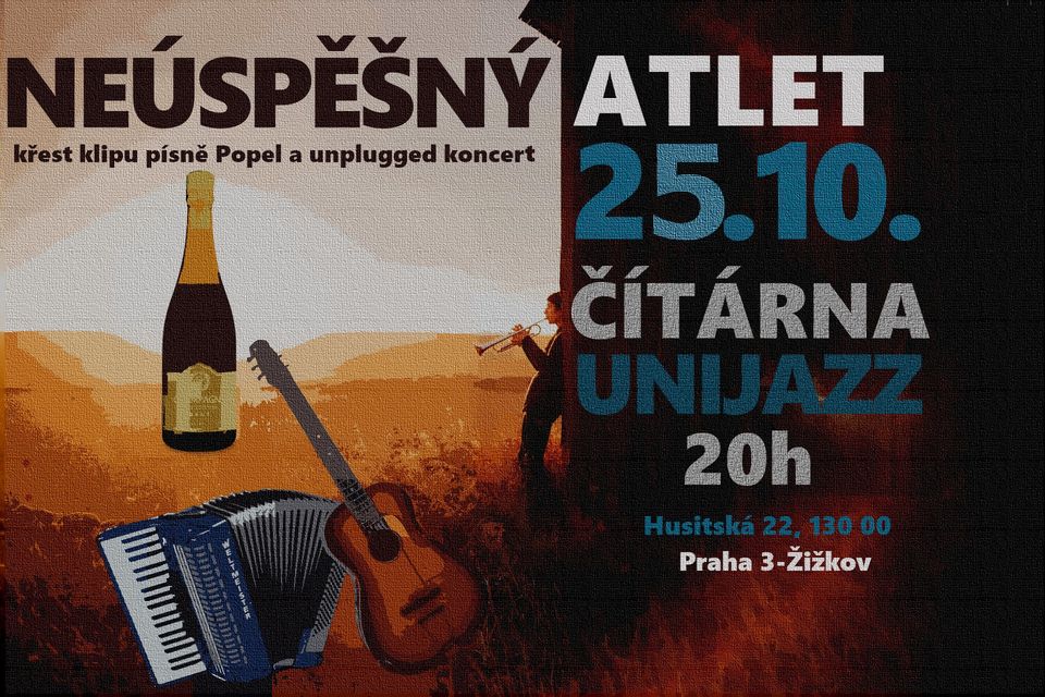 Neúspěšný atlet - křest klipu k písni Popel a akustický koncert v Čítárně Unijazz