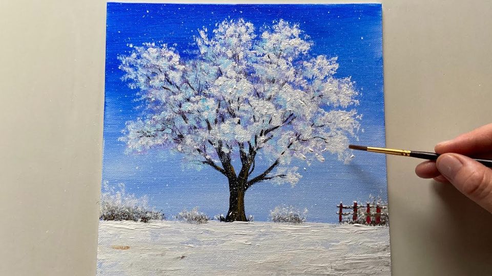 Acrylic Winter Workshop with wine in English 18+