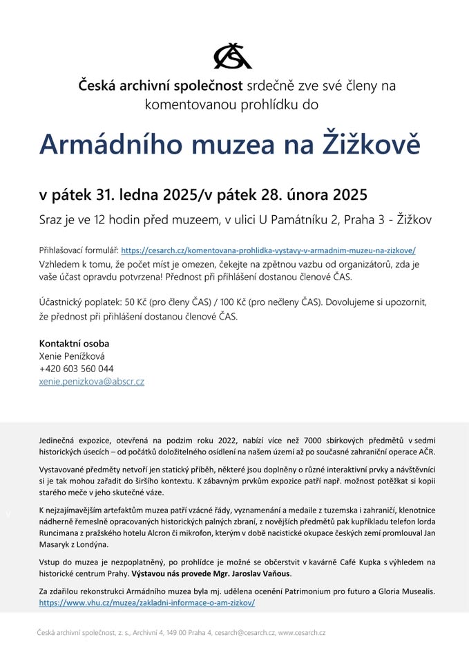 Komentovaná prohlídka do Armádního muzea na Žižkově