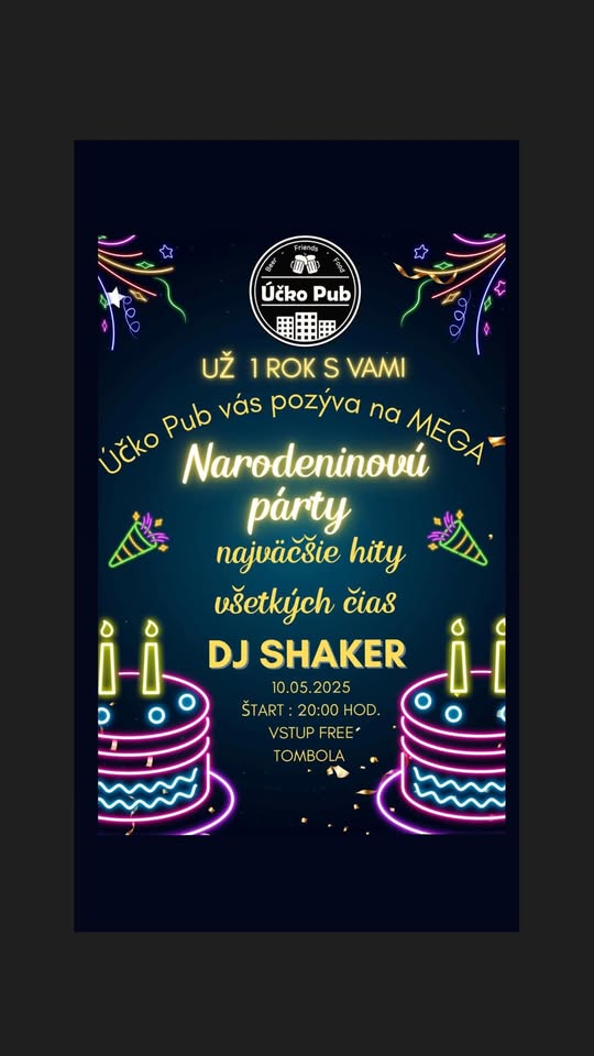 Narodeninová párty - ÚČKO PUB UŽ 1 ROK S VAMI🎉