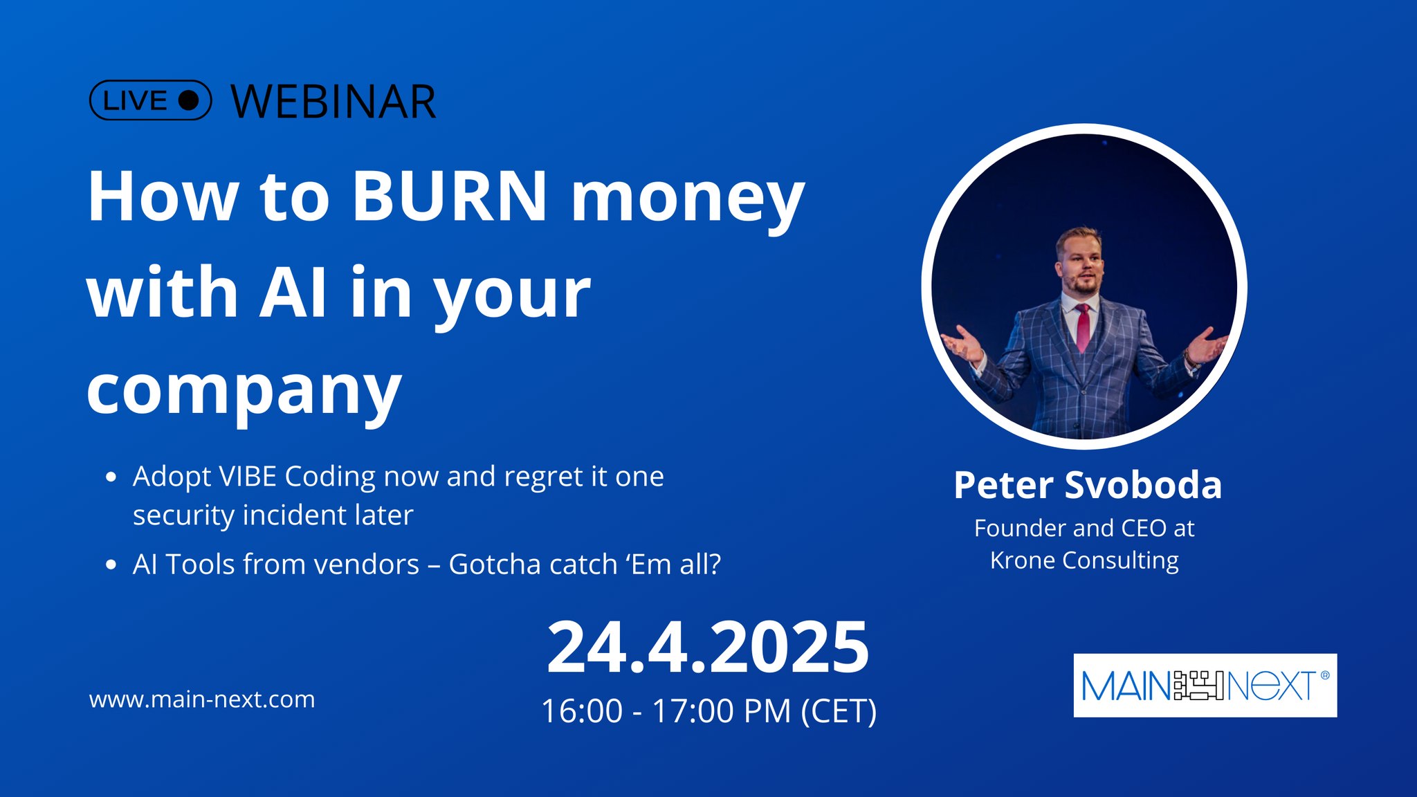 Online Webinar: How to BURN money with AI in your company