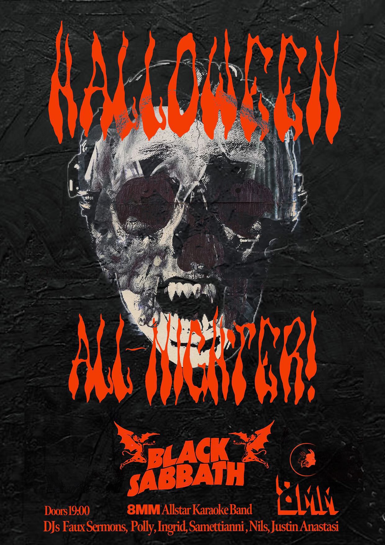 8MM X Unknown Callers HALLOWEEN ALL NIGHTER w/ Black Sabbath Live Karaoke Band + Dj's