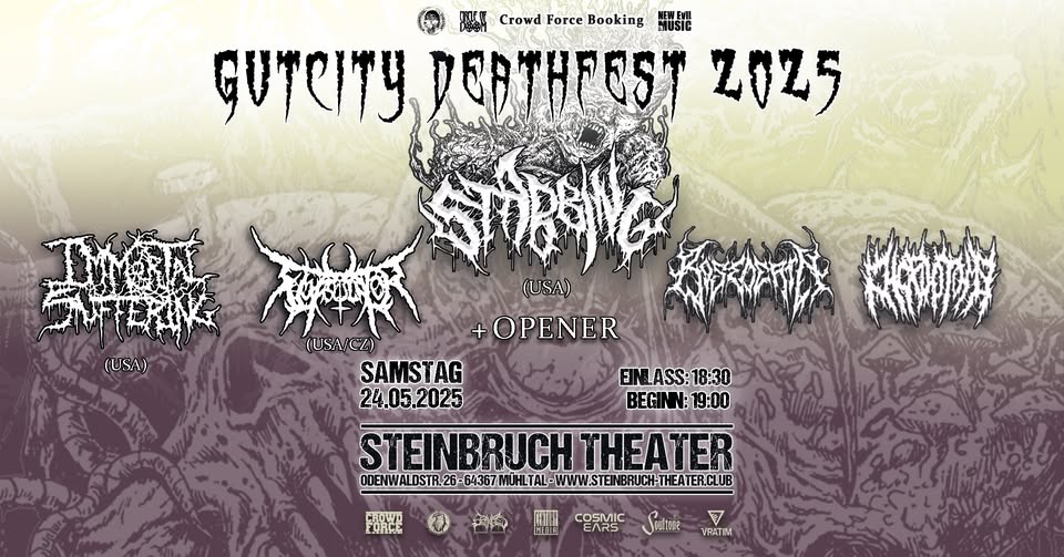 Live: Gutcity Deathfest 2025 mit Stabbing (USA), Immortal Suffering (USA), Bösedeath, uvm!