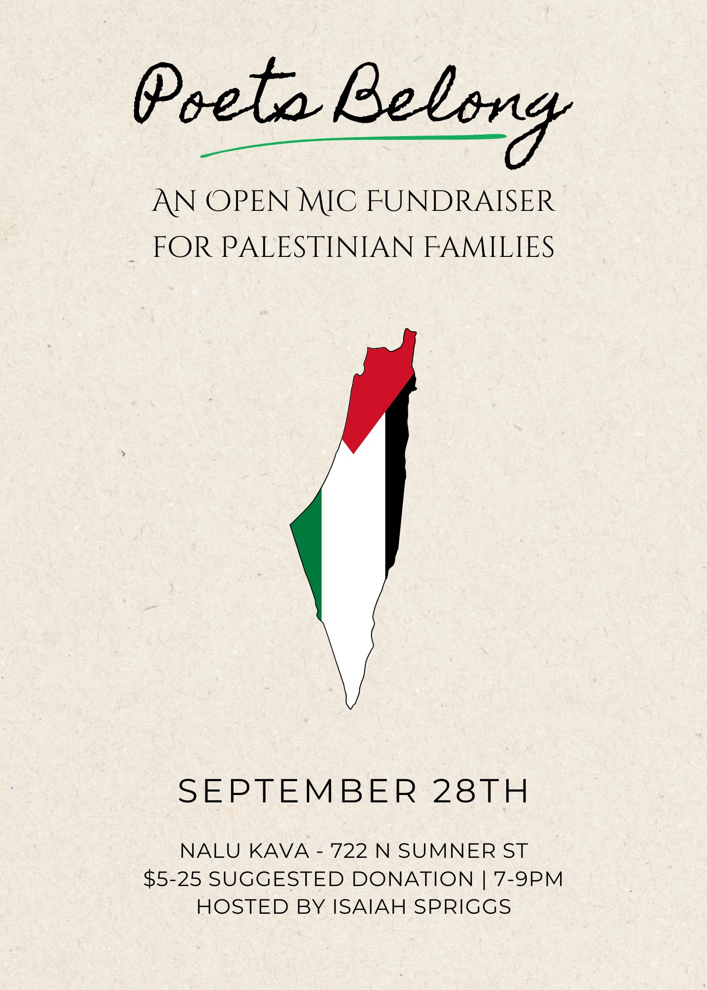 Poets Belong: An Open Mic Fundraiser For Palestinian Families