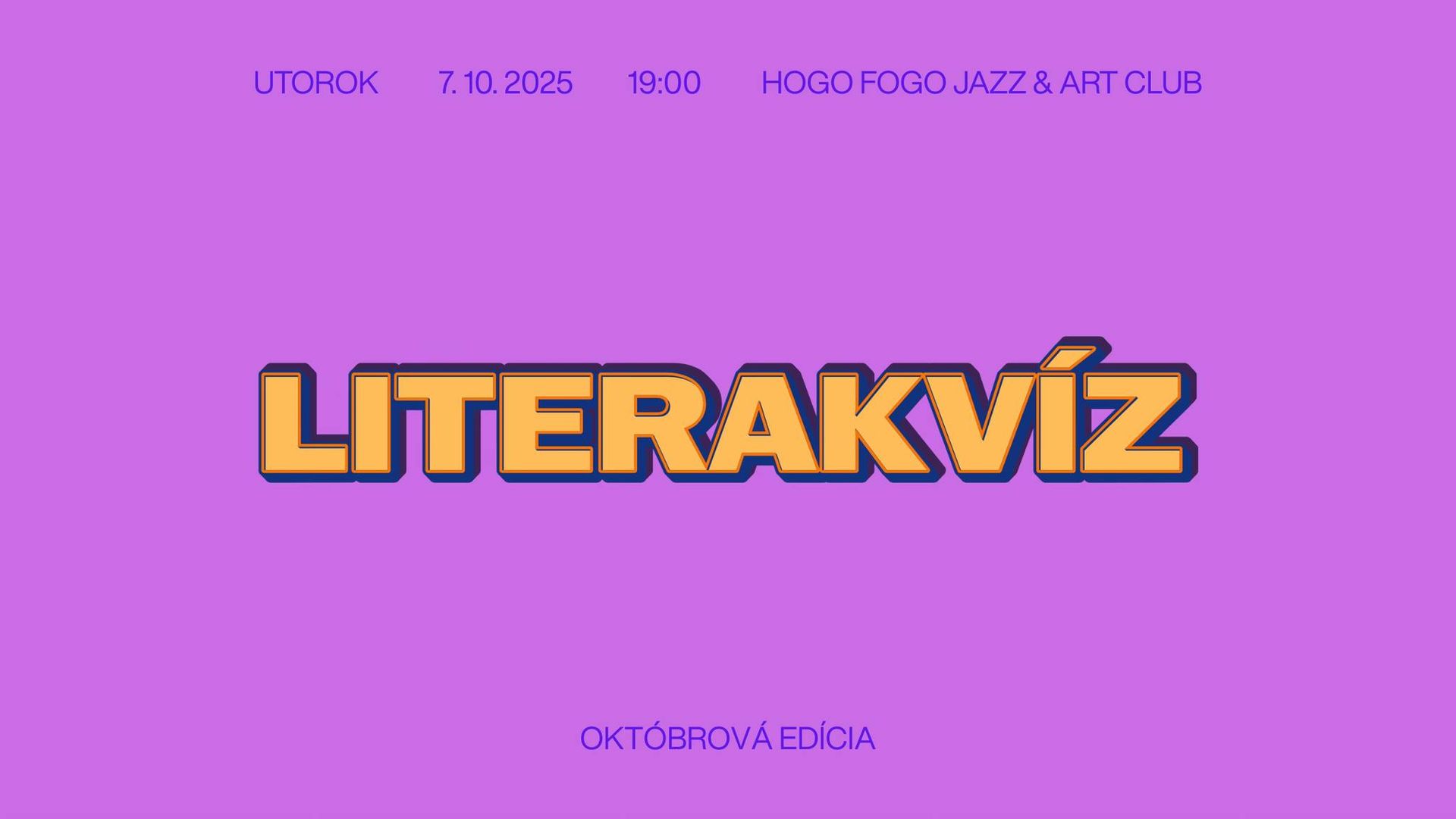 Literakvíz 10/2025 @ Hogo Fogo Jazz & Art Club